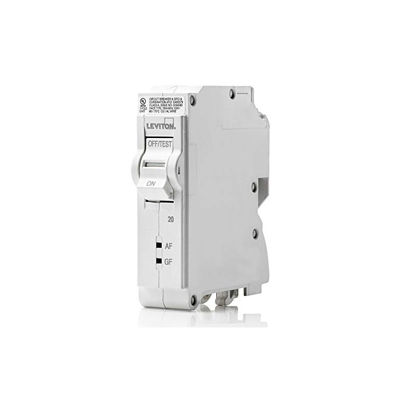 Leviton 20A 1-Pole Plug-On AFCI/GFCI Branch Circuit Breaker, Hydraulic Magnetic,