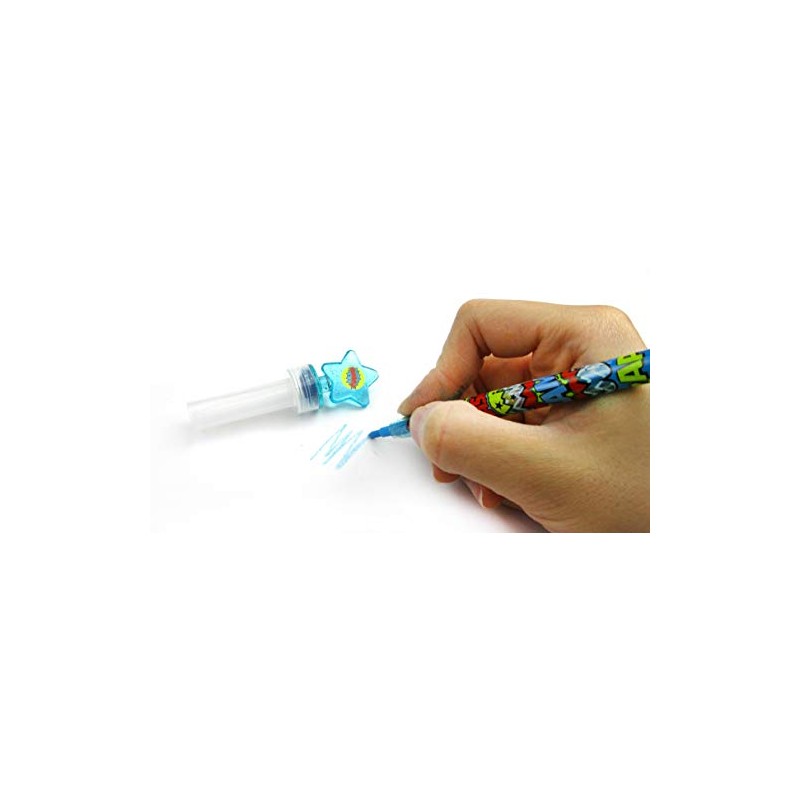 TINYMILLS - 24 crayones apilables de superhéroe arcoíris con tapa