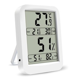 LALAFINA Large LCD Digital Hygrometer Thermometer Humidity Monitor with High Low Records Tabletop Wall Mountable Temperature Gauge for Home and Office Use