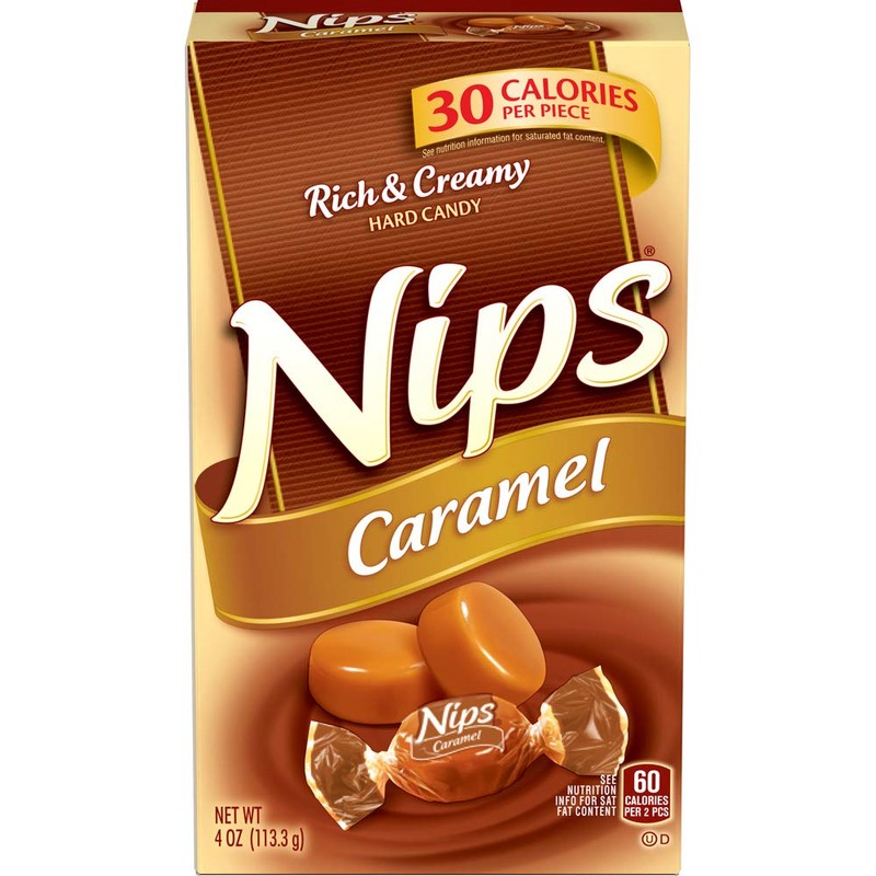 Brach's Nips Caramel Flavored Hard Candy, Individually Wrapped Candies, 3.25