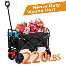 ESPIDOO Mini Folding Wagon Cart: 150lb Capacity Steel Frame - Waterproof 600D Oxford Fabric & Rubber Wheels - Portable for Beach Camping Shopping Garden Outdoor