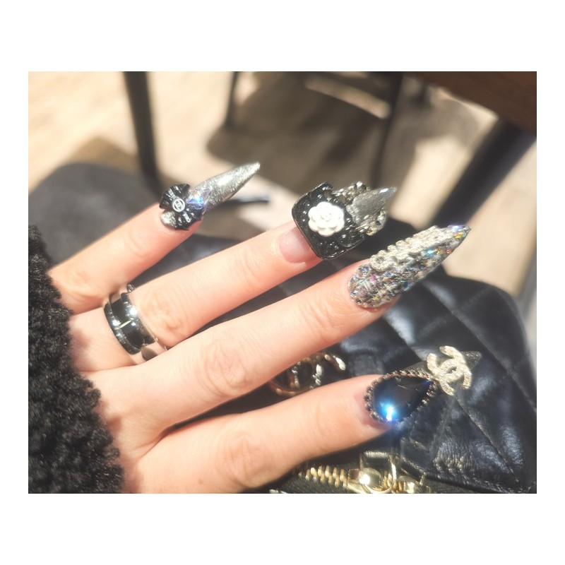 ❣️ Premium Art Tweed Check Handmade Nail Tips ✨ -