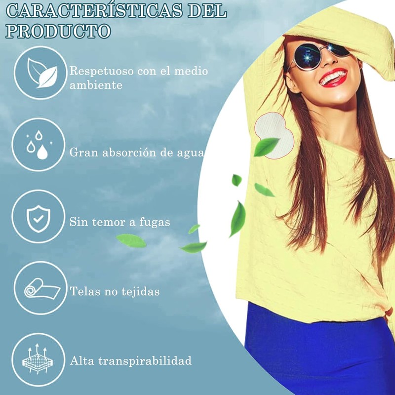 100 Pcs Parches Antitranspirantes para Axilas, Almohadillas Absorbentes de Sudor,