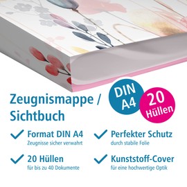 itenga itenga Zeugnismappe A4 Kunststoff Sichtbuch Motiv Schmetterling