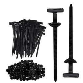 100PCS Nylon Universal Cable Tie Buckle – Cable Tie Buckles & Zip Tie Clips – Universal Nylon Zip Tie Fasteners – Tool-Free T‑Shaped Zip Clips & Round Lock Clips – Automotive & DIY Cable Management