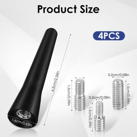 Car Radio Antenna, 6.5cm FM AM DAB Aerial Accessories Universal Roof Car Aerial Replacement Mini Radio Aerial Antenna Small Short Rod Car Antenna Strong Reception Screws in M4 M5 M6