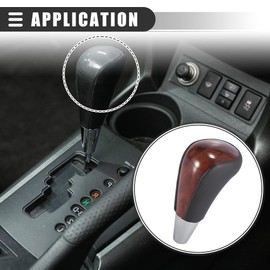 Motoforti Car Automatic Gear Stick Shift Knob, for Toyota RAV4 2008-2018, Faux Leather, Wood, Black Brown