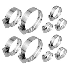 Kkuadcehi 5 Pcs Adjustable Pipe Clamp, Clamps Heavy Duty, Stainless Steel Hose Clamps Assortment tools,1/4-2 in (6-50mm), for Water Pipes, Faucets, Washing Machines, Etc