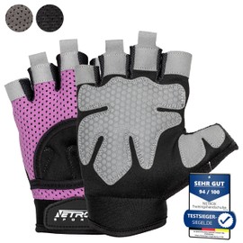 NetroxSports® Sports Gloves Extra Lightweight and Breathable for Strength Training, Biking, Driving, Bodybuilding and Crossfit, Extra Non-Slip for Men and Women, pink, m