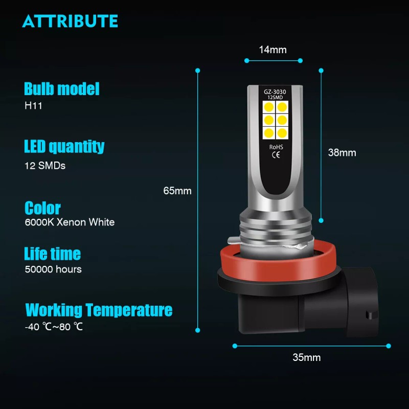 SHENKENUO For Chevy Cruze 2011-2015 9008+H11 LED Headlight Hi/Low Fog