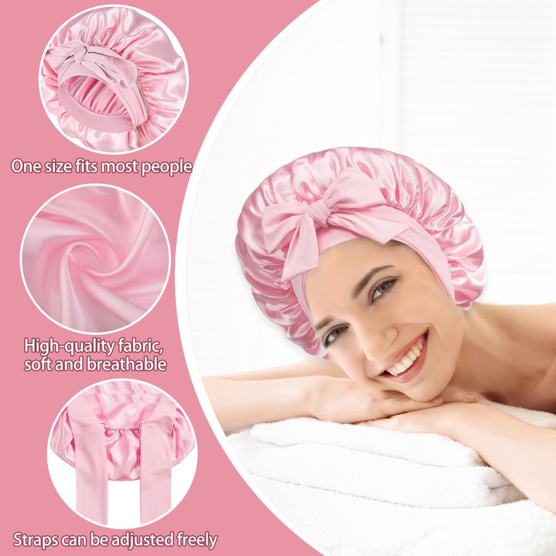 Adjustable Satin Sleep Bonnet with Elastic Band for Women, Silk