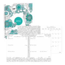 Blueline® 2025 DoodlePlan™ Weekly/Monthly Colouring Planner, 12 Months, January to December, Twin-Wire Binding, 11" x 8.5", Botanica Designs, Bilingual (C2911B.01-25)