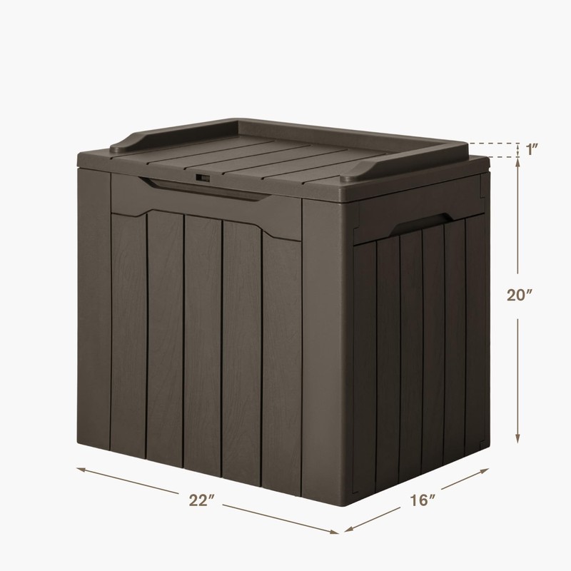 JUMMICO 31 Gallon Resin Deck Box Waterproof Indoor Outdoor Storage