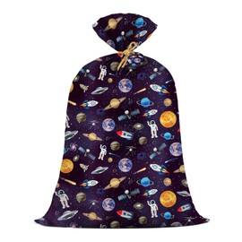 KIDAJOY Extra Large Space Gift Bags Birthday Plastic 36x56 Inch Jumbo Astronaut Gift Bag for Boys Kids Outer Space Themed Galaxy Birthday Party Favors Supplies Rocket Planet