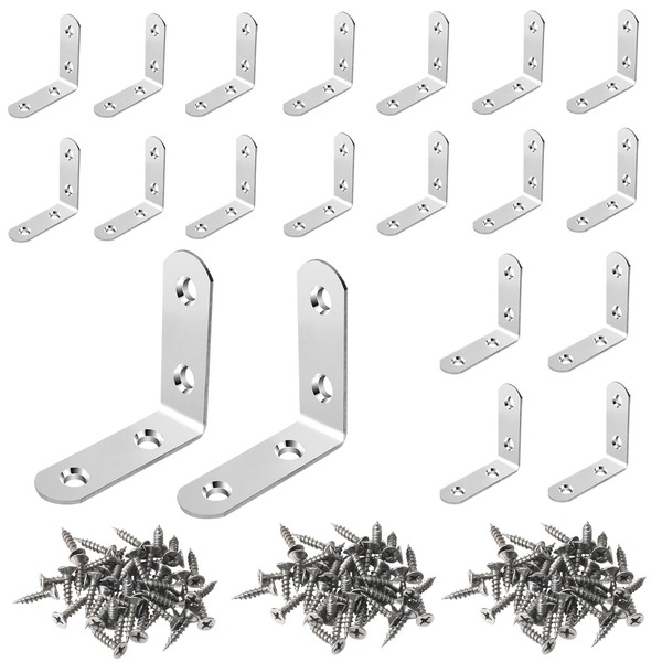 NAHUAA Pack of 20 Stainless Steel Angle Brackets 50 x