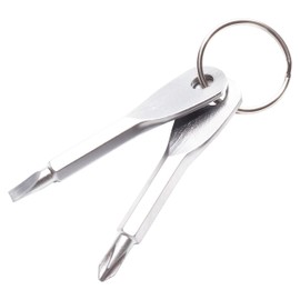 PR-MINIDORA Mini Screwdriver with Key Ring, Set of 2, Phillips Screwdriver, Slotted Screwdriver, Key Holder, Tool, Silver