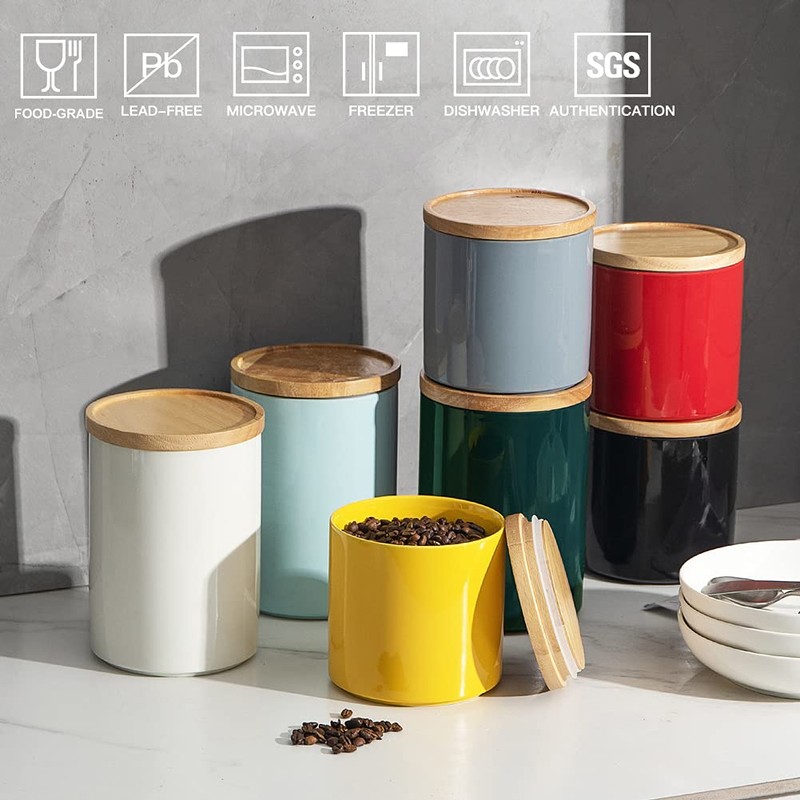 Sweejar Kitchen Canisters Ceramic Food Storage Jar, Stackable Containers with