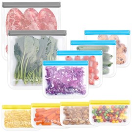 IDEATECH 20 Stück Wiederverwendbare Aufbewahrungsbeutel, Stehbeutel mit Reißverschluss, BPA-freie Gefrierbeutel, Silikonbeutel für Lebensmittel, PEVA Sandwichbeutel Küche Beutel, DREI Größen