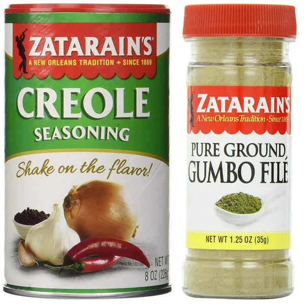 Zatarain's Cajun Seasoning Bundle - 1 each of Zatarain's Creole Seasoning 8 Ounces and Zatarain's Gumbo File' 1.25 Ounces