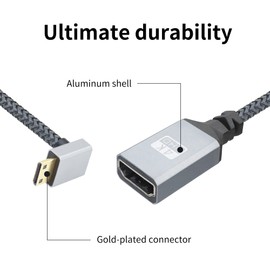 RIIEYOCA 4K Mini HDMI to HDMI Adapter Cable,90 Degree Down Angle Mini HDMI Male to HDMI Female Aluminum Short Nylon Braided Cable,Support 4K UHD,for Laptop,Projector,TV,Monitor,Camcorder(20cm)