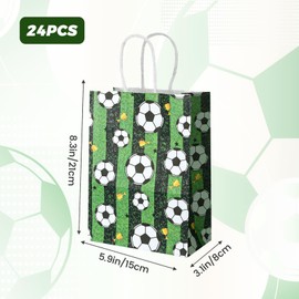 24 PCS Soccer Goodie Bags, Soccer Party Favor Bags Gifts Themed Paper Bags for Birthday Party Supplies Decoration