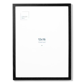 Opposite Wall - 12x16 in - Black Solid Oak Wood Picture Frame - Lightweight, Versatile & Shatterproof - Wall Hanging Poster or Photo Frame - Wall Decor for Office, Gallery & Home