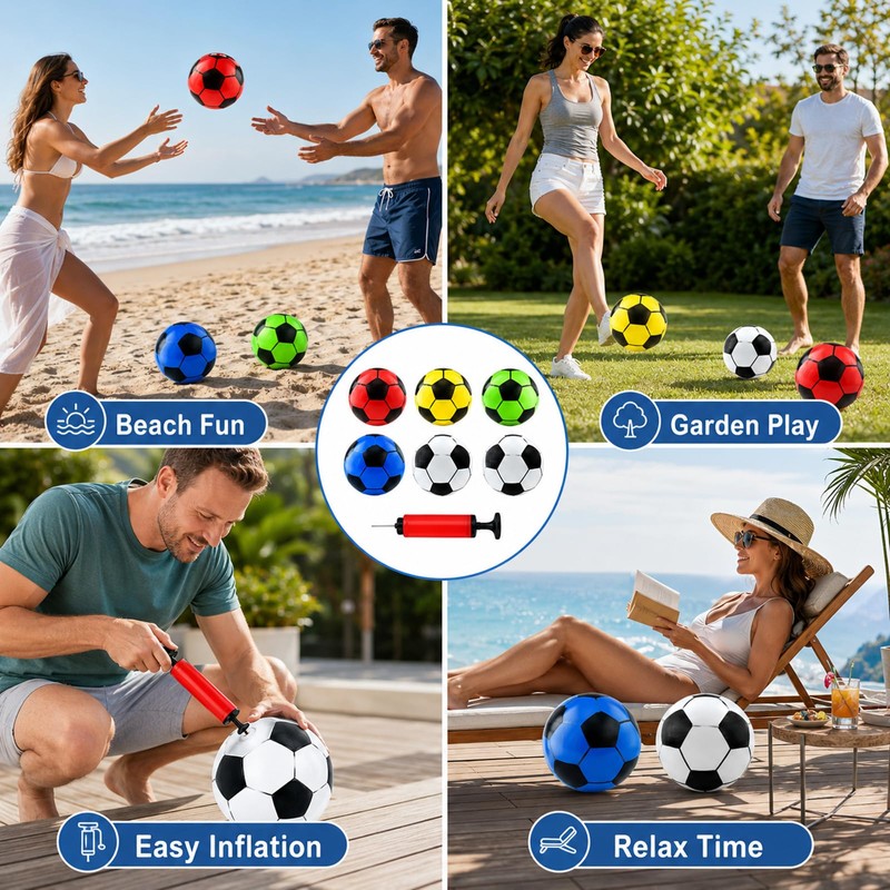 XLTXWD Inflatable Football, Footballs Multipack, Blow Up Football and Pump