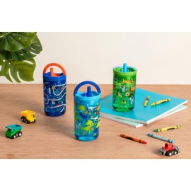 Ello Bop 2-Pack 12oz Kids Plastic Tumbler Set with Carry Loop | Leak-Proof Slider Lid | Removable Spill Resistant Soft Straw | BPA-Free | Animal Wonderland