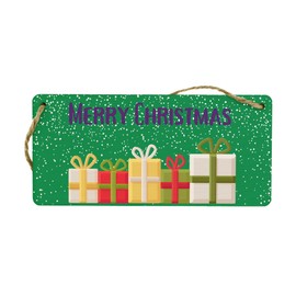 Merry Christmas Plywood Hanging Sign - Full Colour Wooden Christmas Decoration for Home Décor
