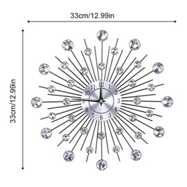 ZPSHYD Wall Clock, Crystal Wall Clock Aluminum Sparkling Bling Metallic Silver FlowerShaped Wall Clock for Living Room Office