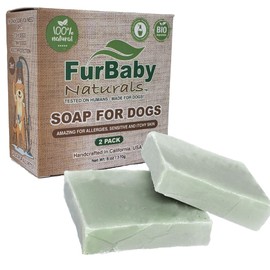 FurBaby Gentle Dog Shampoo Bar Itchy Skin Relief 2-Pack - Handmade in USA - Pet Allergy Relief & Puppy Grooming Bar-Coconut Oil, Lavender, Rosemary, Oatmeal, Neem, Hot Spot Soothing Anti Itch