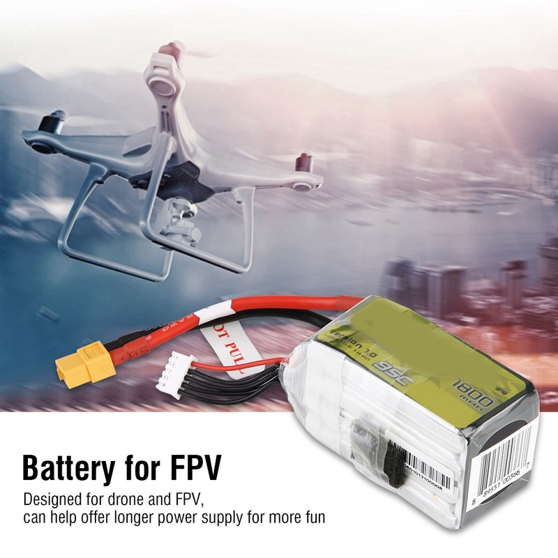 Tattu 14.8V 1800mAh 95C 4S1P Lipo Battery Pack with XT60-SYP