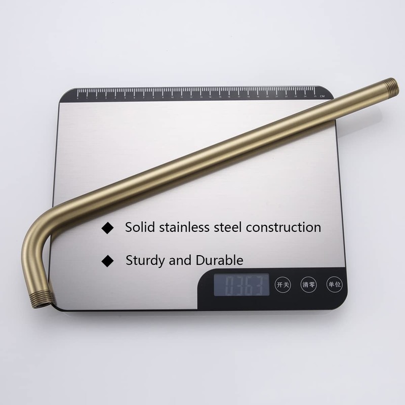 SEABEFORE 16" long sweep shower arm Wall Mounted Gold shower