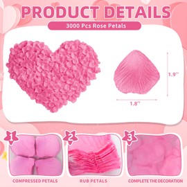 3000 Pcs Rose Petals Artificial Flowers Silk Petals Table Scatters for Romantic Special Night Decorations, Weddings, Valentine's Day, Proposals, Anniversaries, Bridal Showers Party Decor