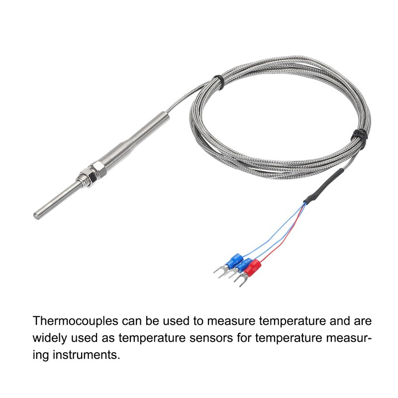 MECCANIXITY 2pcs PT100 RTD Thermocouple Stainless Steel M8 Temperature Sensor