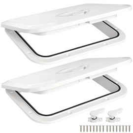 Marine Boat Hatch Deck Cover Lid,Marine Deck Access Hatch & Lid,10.63” X 14.76” White Rectangle Boat Access Door for Bass/John/Fishing/Skiff/Sailboat/Yacht,Waterproof Cover Easy to Install,2PCS