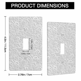Moslion White Tree Vine Light Switch Plug Covers Carved Leaf Swirl Lines 1-Gang Toggle Wall Plate Home Decor for Kitchen Bathroom Bedroom