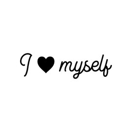 Vinyl Wall Art Decal - I Love Myself - 7" x 25" - Trendy Inspirational Cute Positive Self Esteem Quote Sticker for Bedroom Closet Bathroom Living Room Kids Room Playroom School Office Decor