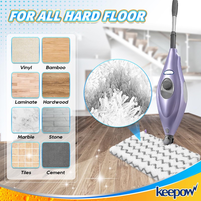 KEEPOW Steam Mop Replacement Pads 2 Pack Compatible with Shark