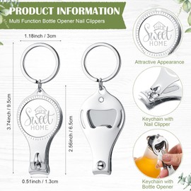 Liliaafar 50 Sets Housewarming Party Favors 3 in 1 Nail Clippers Bottle Opener Keychain Sweet Home Nail Clippers Thank You Gift Tags with Bags Twine for Real Estate Agent New Home Souvenirs