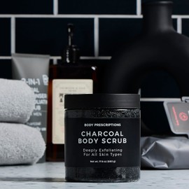 Body Prescription Deep Exfoliating Body Scrub - Cruelty-Free Formula for All Skin Types | 17.6 oz (500g) Each | Set of 2: Charcoal