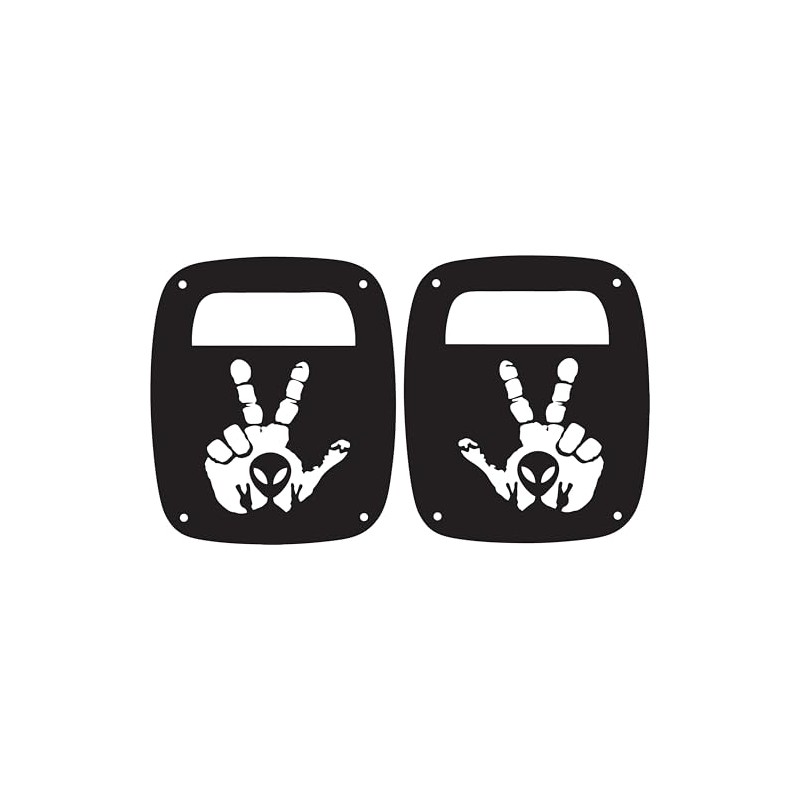 JeepTails Alien Peace Sign Tail lamp Light Covers Compatible with