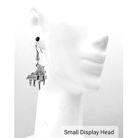 Musical - Piano - 20x17mm - Silver alloy charm dangle earrings. Hypoallergenic Stainless-Steel Fishhook or Ball-Post. Silver Plated Ball-Post, or Silver Tone Clip-on Earrings Optional