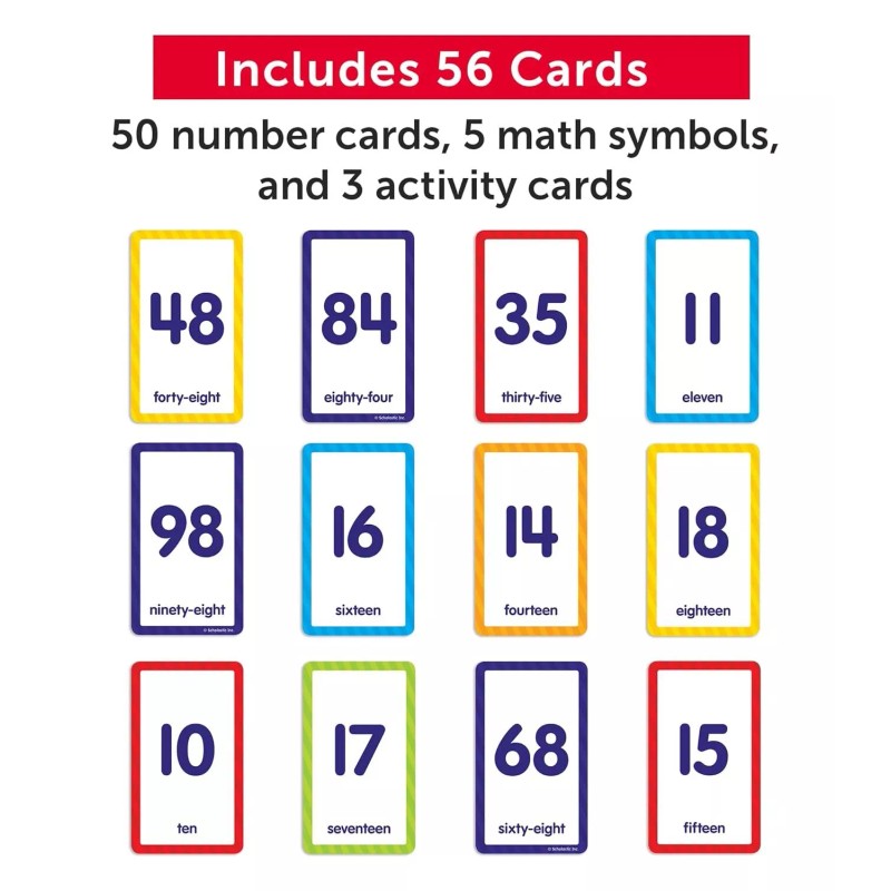 Scholastic Flash Cards: Numbers 0 – 100, 56 cards ,