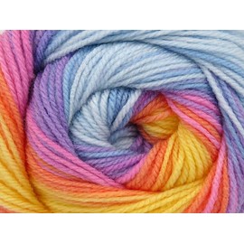 Baby Batik Yarn - Pink Lilac Blue Yellow Orange Self-Striping Acrylic, 393 Yards (360 Meters) 3.53 Ounces (100 Grams)