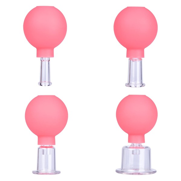 MFUOE 4Pcs Mini Face Cupping Massager Essentials Face Cupping Sets Vacuum Suction Massage Cups for Anti-Aging Anti Wrinkle Neck Face Back Massager