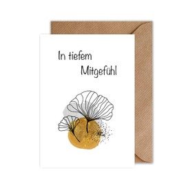 WBdesignz Sympathy Card with Envelope In Deep Mourning - Mourning Card Gold Ginko Condolence Card Funeral Card Condolence Card (DIN A6)