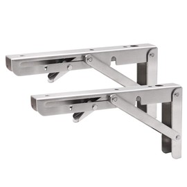 MUDUOBAN Folding Shelf Brackets 8 Inch- Heavy Duty Stainless Steel Triangle Wall Mount Collapsible Shelf Bracket for Bench Table, Shelf Hinge DIY Bracket Max Load: 150 lb 2 PCS (8 Inch)