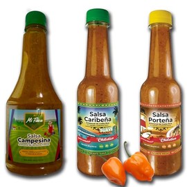 Chiletico Home Table Edition – Everyday Hot Sauce 300g / 10.5 oz Each – Campesina, Caribbean Mild & Porteña – Artisan Costa Rican Flavor – With Fresh Vegetables and Natural Spices – Gourmet Flavor – Big Size – 3 PACK