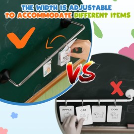 rubertyle Adjustable Magnetic Rod for Classroom and Meeting Room Whiteboard, Flip Chart Calendar Holder, Easel Paper Holder, with Rings and Clips, Maximum Length 41", Maximum Width 3.7"(Black, 2 Pack)